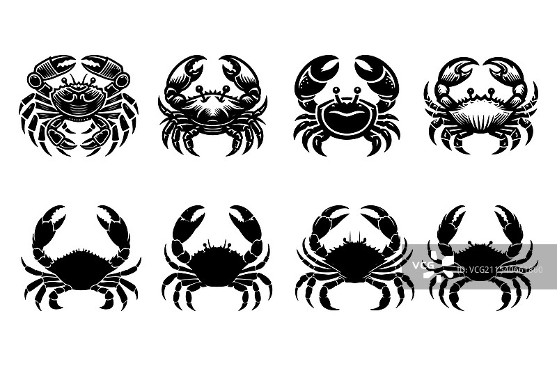 螃蟹剪影极简海洋生物设计图片素材