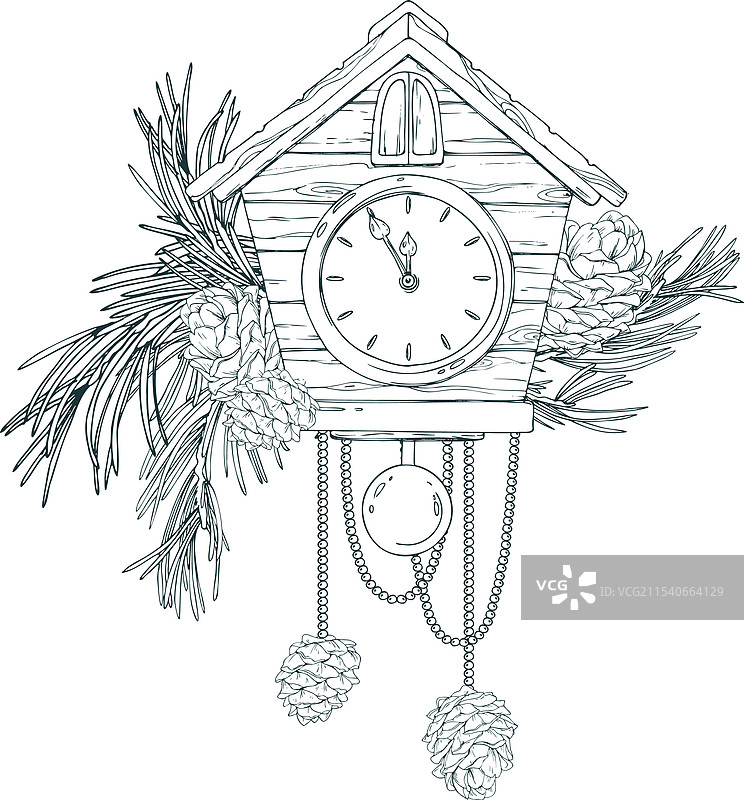 木制钟表，带有摆锤和表盘的形状图片素材