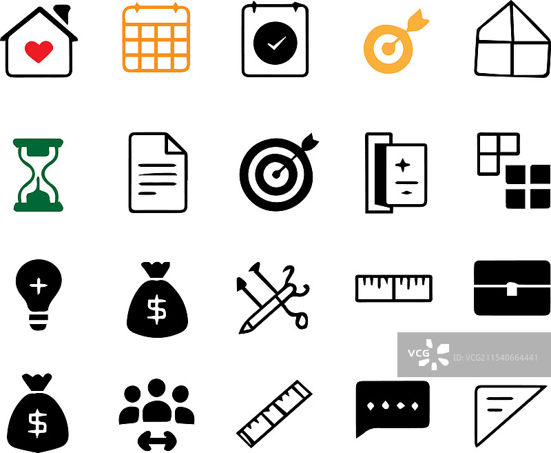 一组黑白图标图片素材