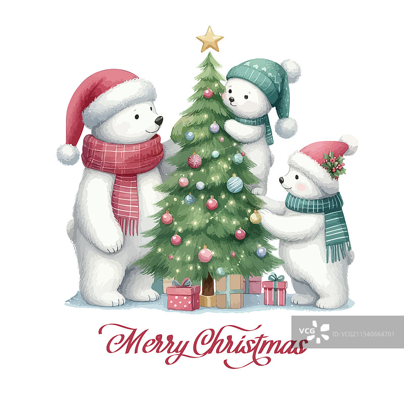 可爱的水彩画，描绘了一只搞笑的北极熊图片素材