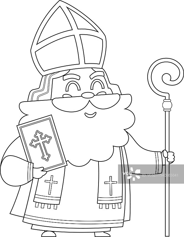 可爱的圣尼古拉斯或圣尼古拉斯轮廓图图片素材