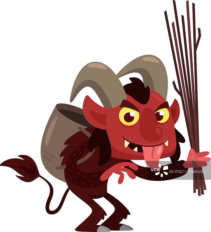 克朗普斯或圣诞恶魔卡通角色图片素材