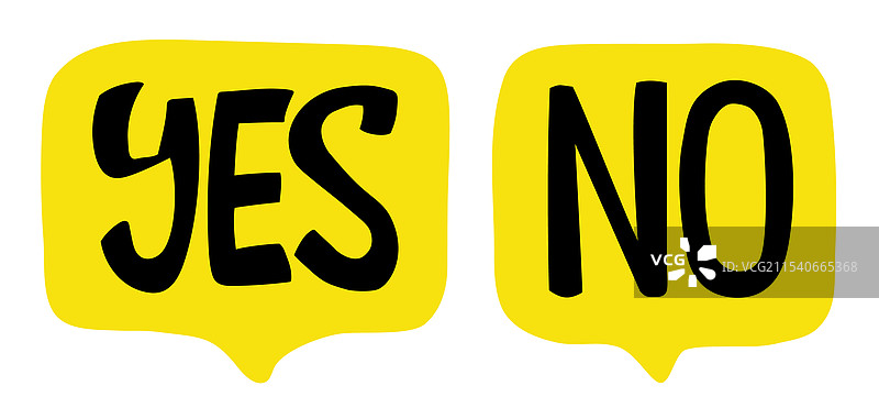 黄色的“是”和“否”对话气泡图片素材