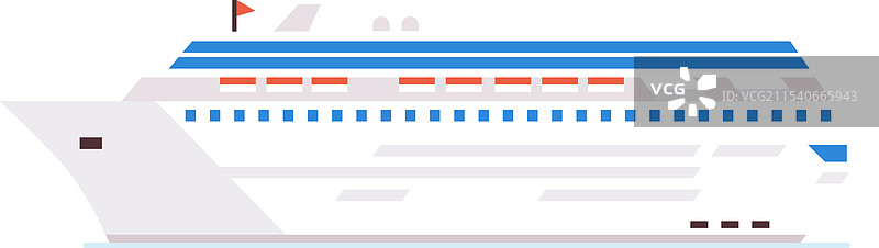 大型白色和蓝色的游轮航行中图片素材