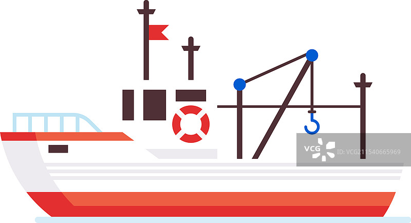 在海上航行的渔船，装备有一个图片素材