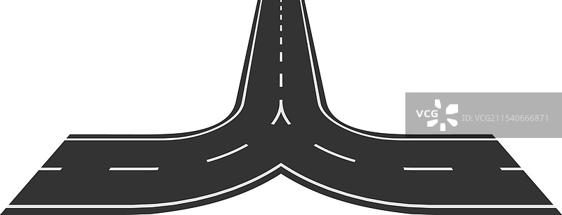 笔直的高速公路分成两条不同的弯道图片素材