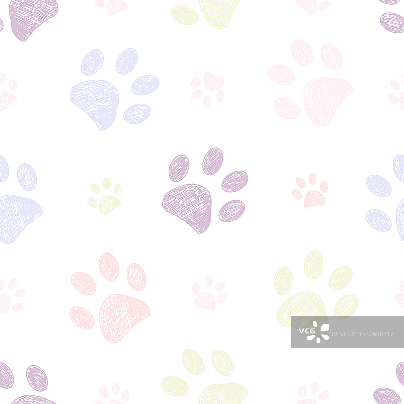 柔和复古的爪印无缝面料设计图片素材