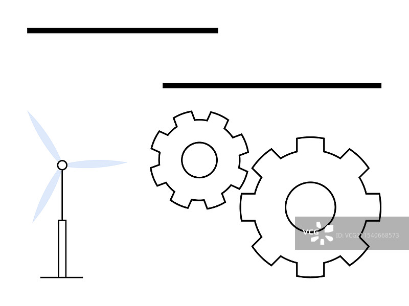 风力涡轮机和齿轮被描绘为可再生能源图片素材
