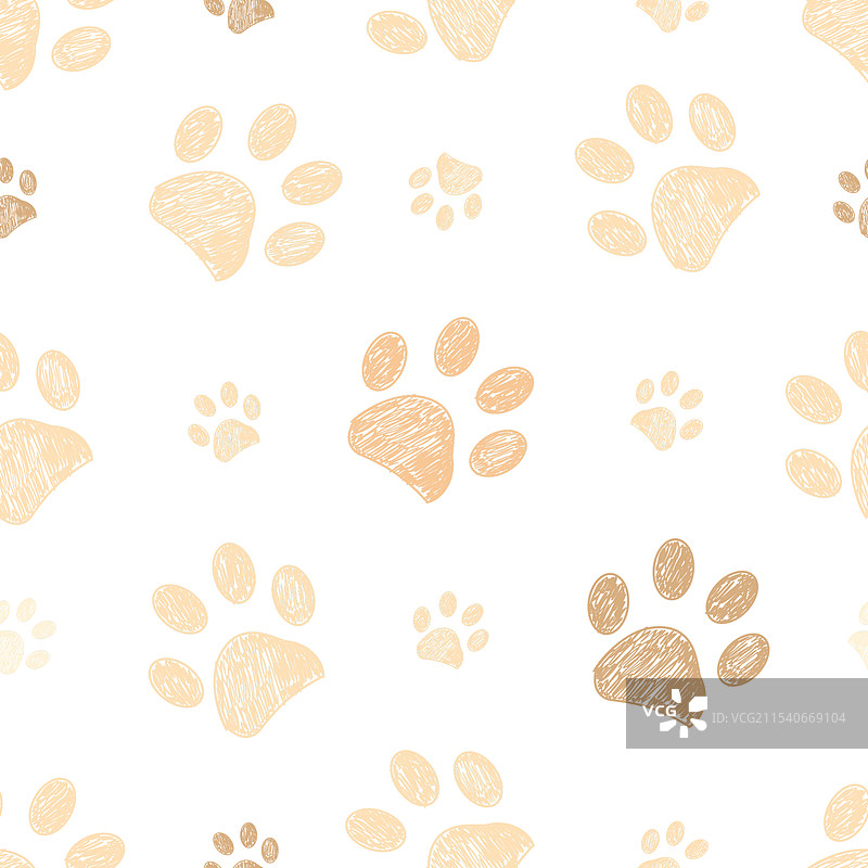 米色橙色棕色爪印无缝面料图片素材