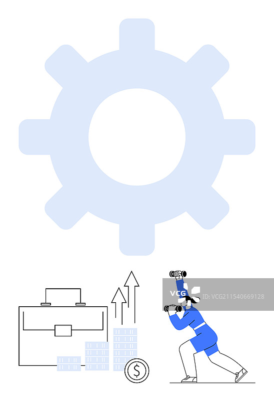 商人用齿轮公文包观察趋势图片素材