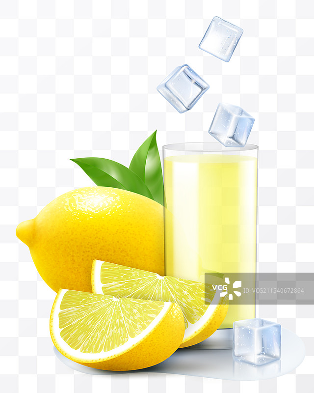 一杯加冰块的新鲜柠檬水图片素材