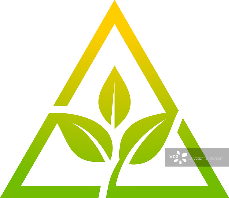 环保三角形标志与叶子图片素材