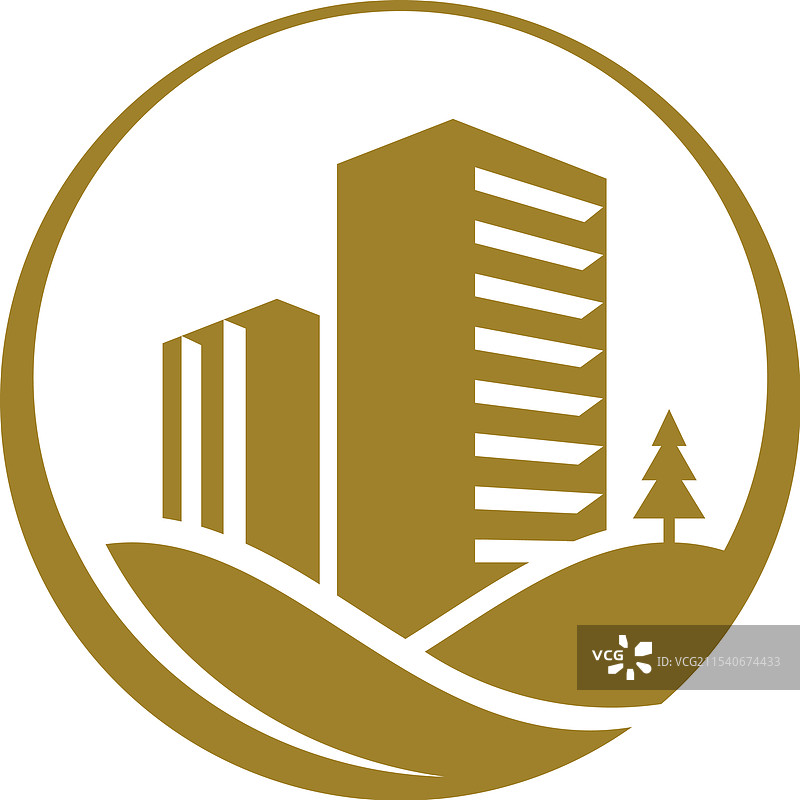 金色城市天际线标志设计图片素材