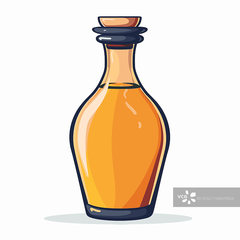 装有橡木塞的橙色液体瓶图片素材