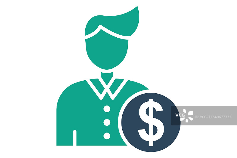 顾客图标，实心图标风格，带有美元的人物图片素材