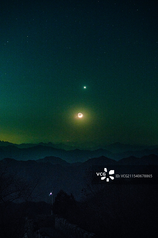 金星伴月，象限仪星座流星雨天文奇观图片素材