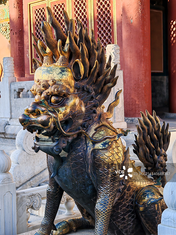 北京故宫铜麒麟图片素材