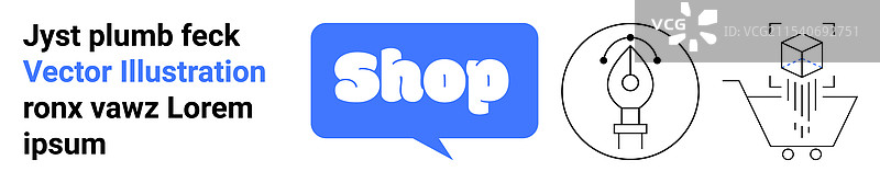 电子商务整洁元素与书法笔图片素材