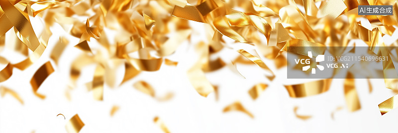 【AI数字艺术】奢华的散落金箔置于纯白背景上，完美的背景素材，展现精致细节、高清摄影和专业构图。图片素材