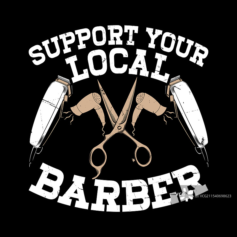 有趣的复古理发店理发师T恤设计图片素材