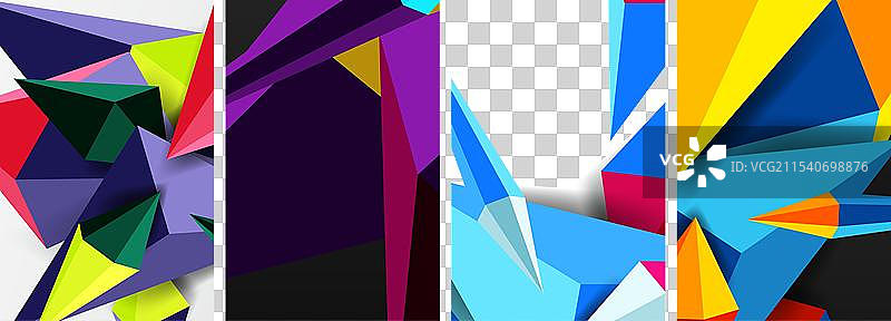 一组三角形几何低多边形3D形状图片素材