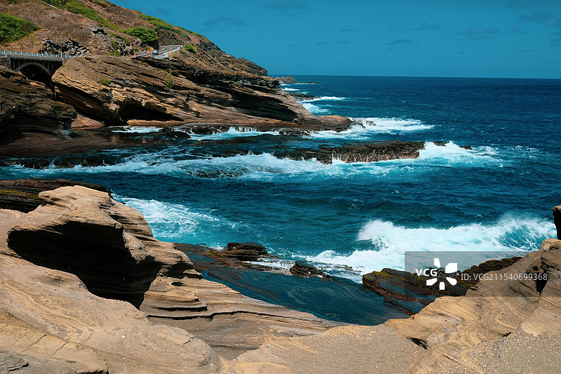 湛蓝的夏威夷大海，广阔无垠的海洋风光图片素材