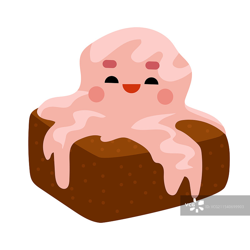 可爱的卡通甜点角色巧克力布朗尼图片素材