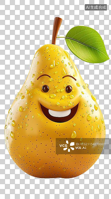 【AI数字艺术】3D渲染卡通新鲜水果元素  梨图片素材