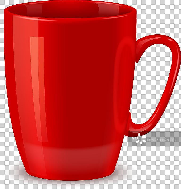 红色陶瓷咖啡杯和茶杯孤立样品图片素材