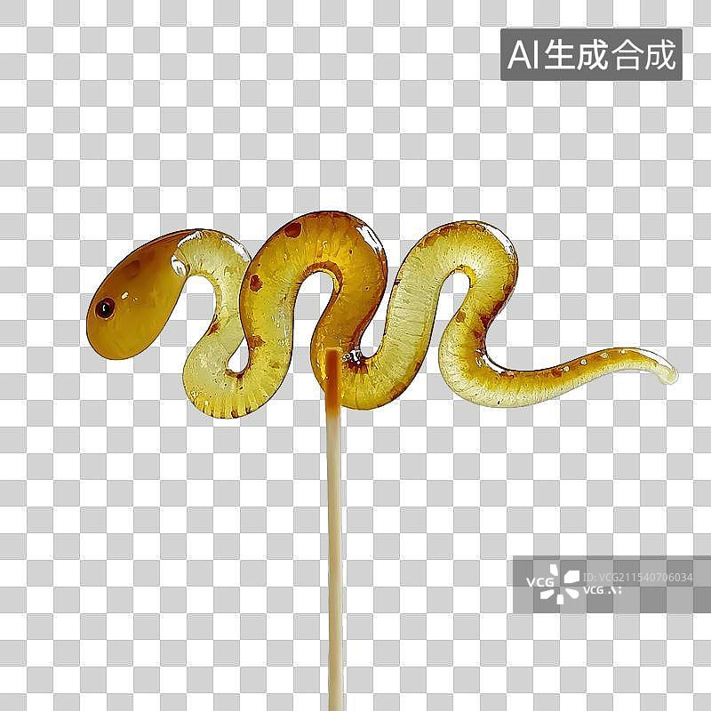 【AI数字艺术】非遗糖画风格新年生肖蛇元素图片素材