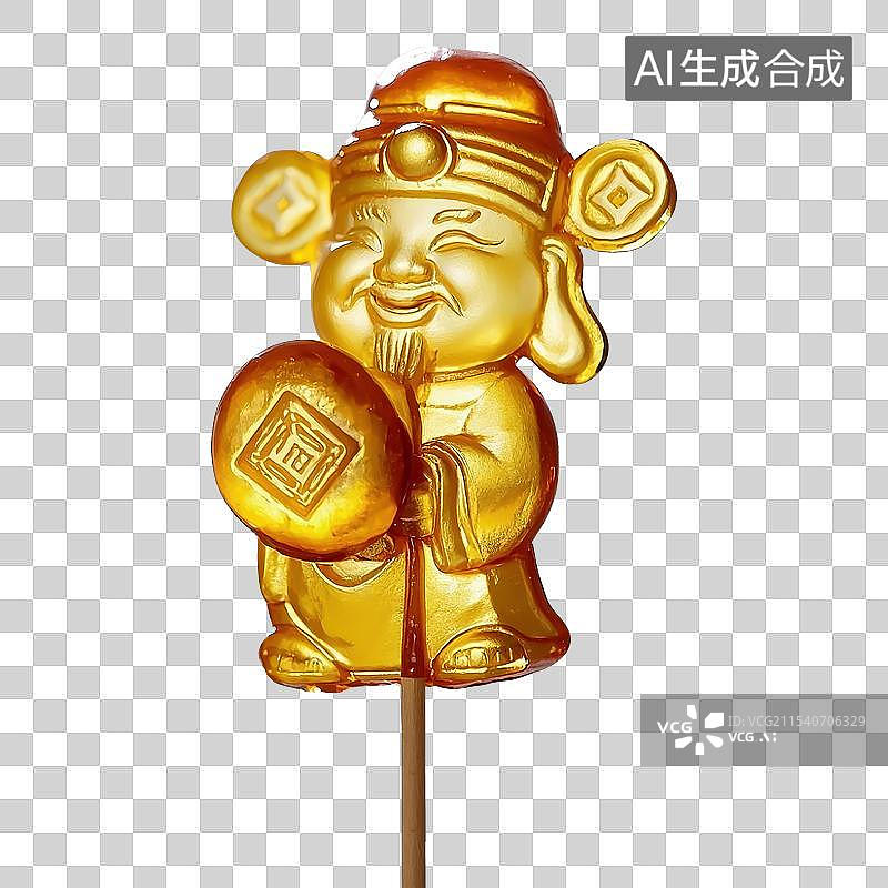 【AI数字艺术】非遗糖画风格新年财神爷元素图片素材