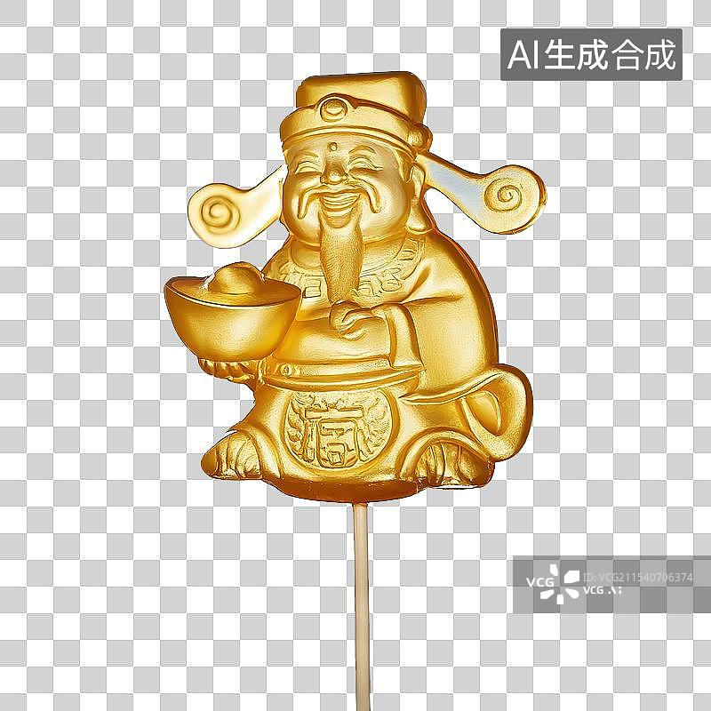 【AI数字艺术】非遗糖画风格新年财神爷元素图片素材
