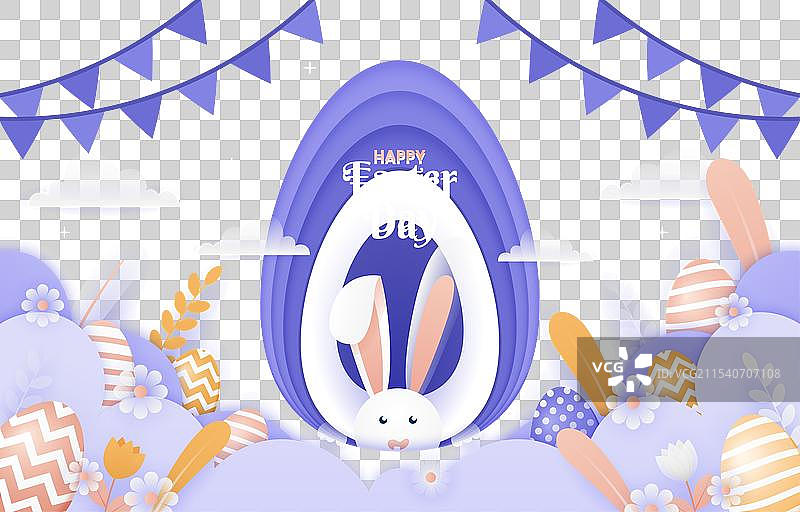 可爱兔子的复活节彩蛋背景图片素材