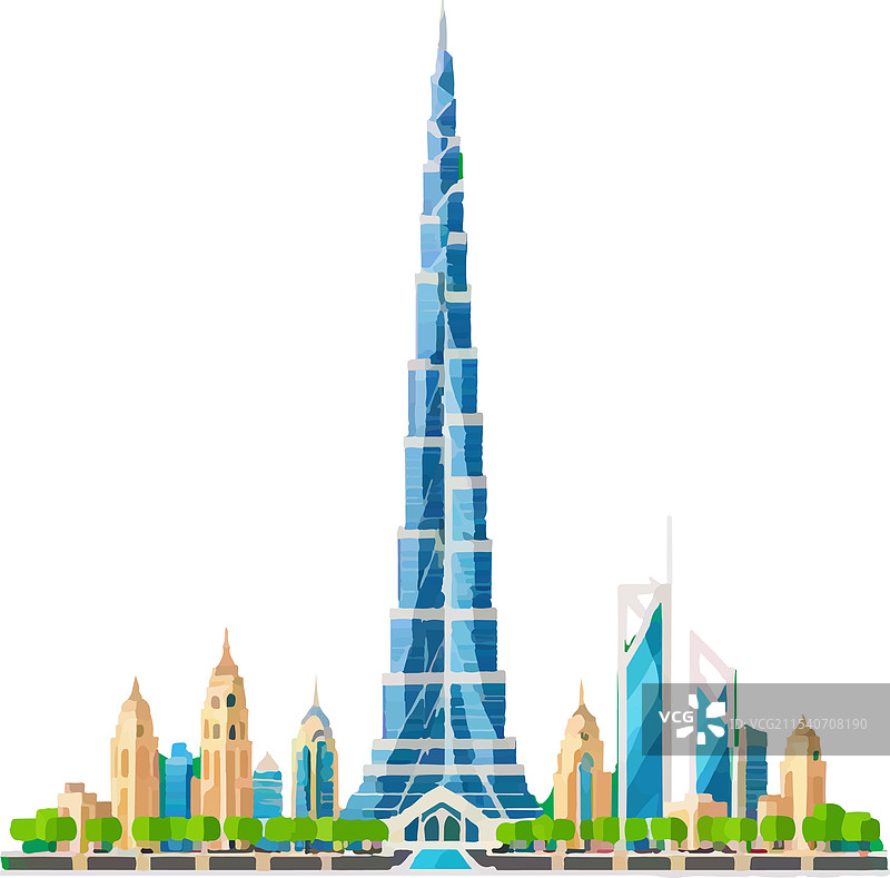 迪拜顶级景点：哈利法塔和迪拜棕榈岛图片素材