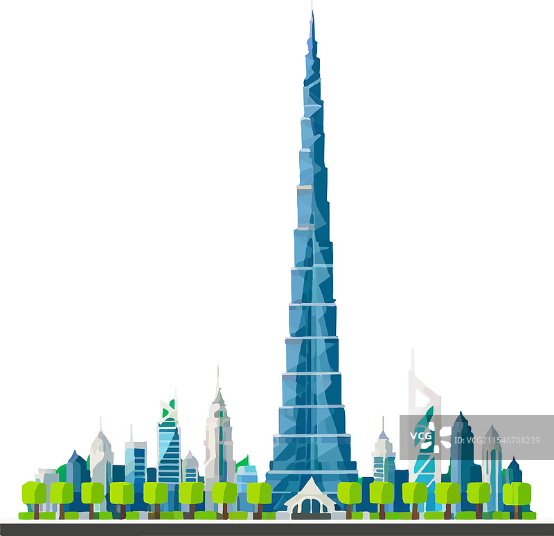 哈利法塔摩天大楼标志性的城市天际线图片素材