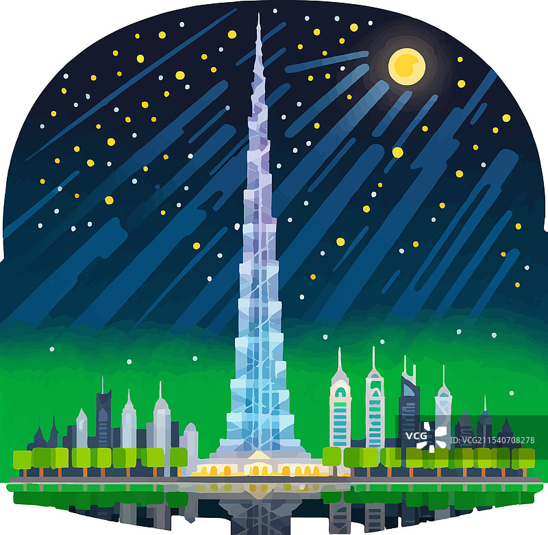 哈利法塔日出建筑结构图片素材