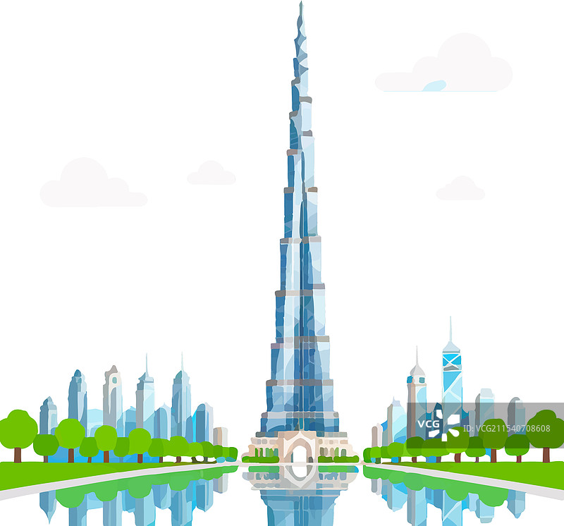 迪拜哈利法塔壮观的沙漠景色图片素材