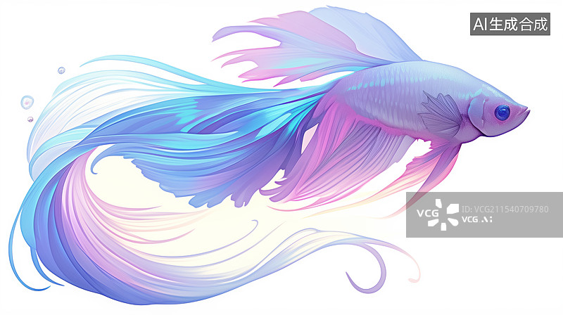 【AI数字艺术】孔雀鱼紫色插画图片素材