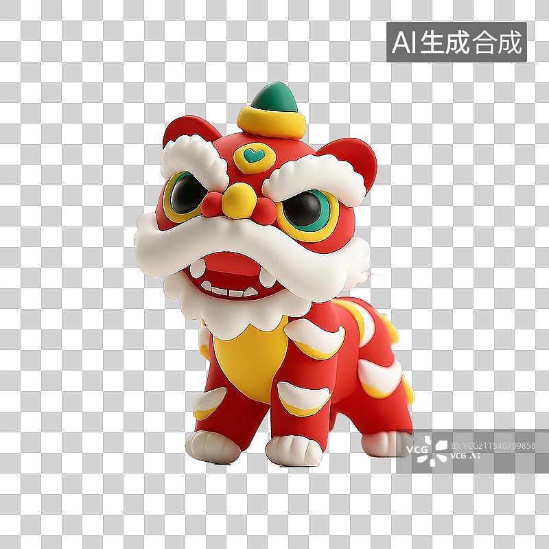 【AI数字艺术】非遗面塑风格醒狮元素图片素材