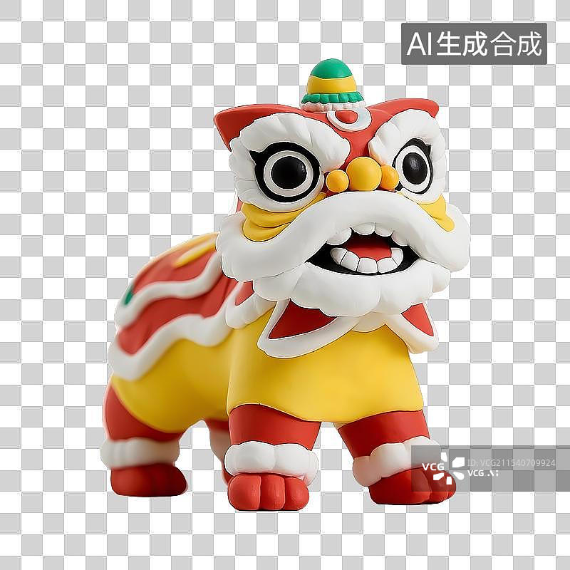 【AI数字艺术】非遗面塑风格醒狮元素图片素材