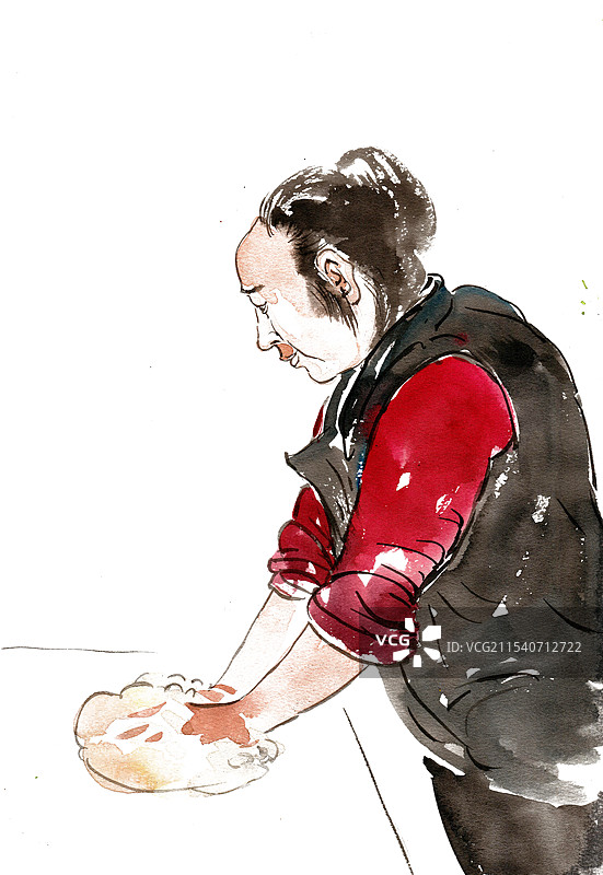 揉面的女子图片素材