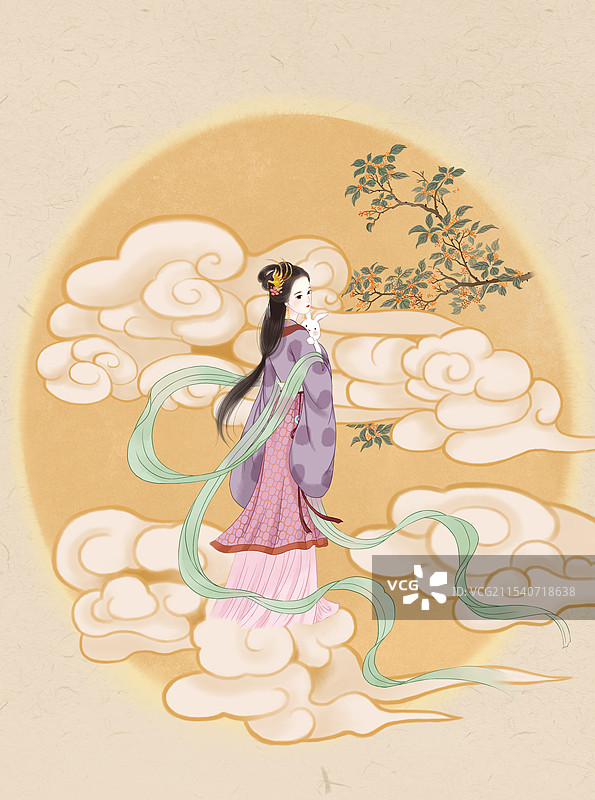 神仙姐姐嫦娥中秋节插画图片素材