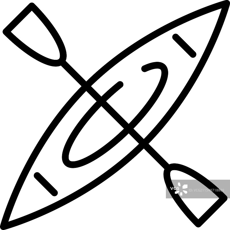 划艇与桨的线条图标图片素材