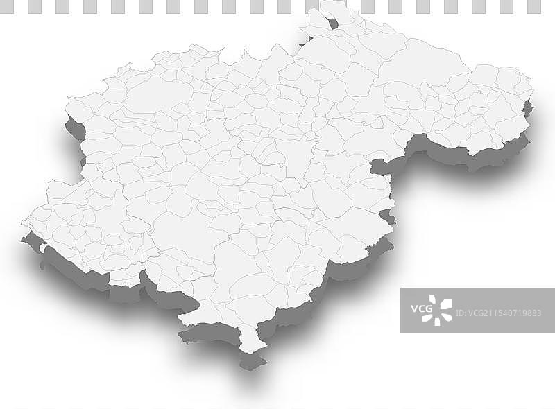 特鲁埃尔的三维等距地图，西班牙的一个省份图片素材