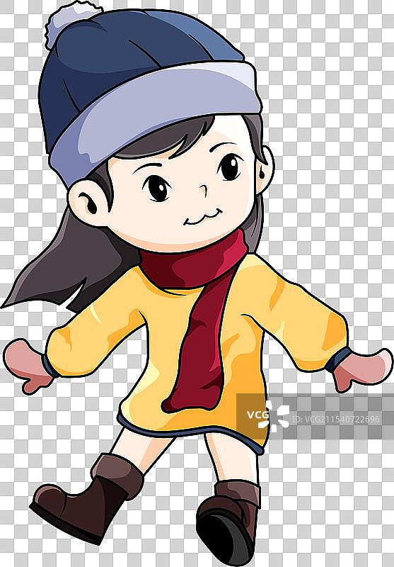戴蓝色帽子的冬季女孩图片素材