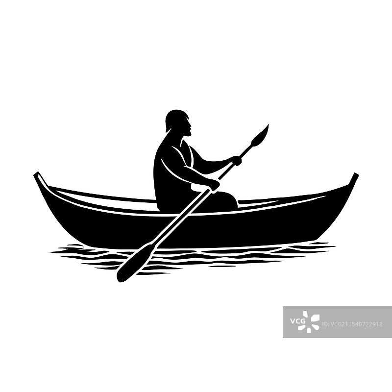 水面上的皮划艇剪影图片素材