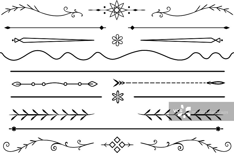 极简主义书法装饰性线条分隔符图片素材