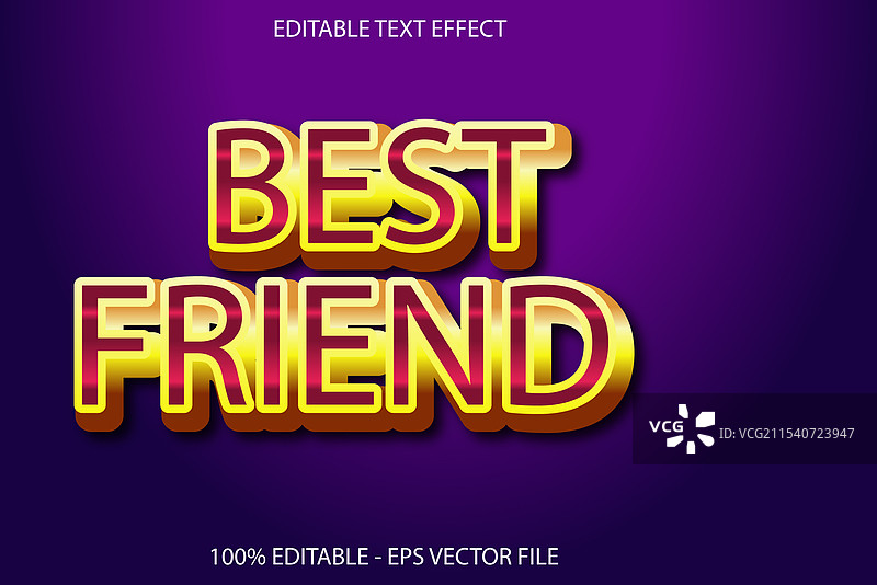 最佳朋友可编辑文本效果 3D 凸起风格图片素材