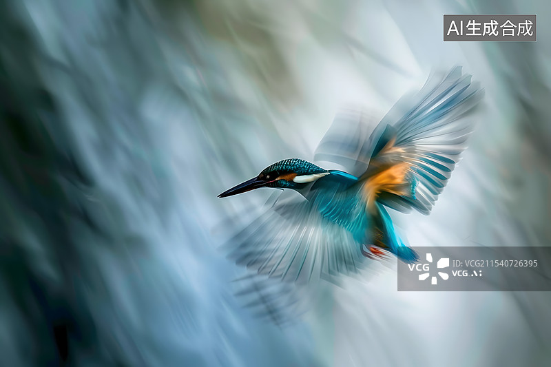 【AI数字艺术】飞翔中的翠鸟图片素材