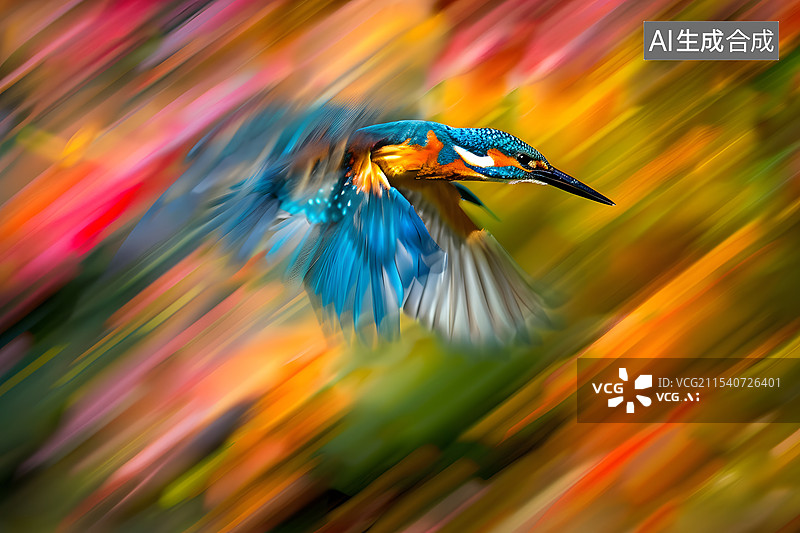 【AI数字艺术】飞翔中的翠鸟图片素材